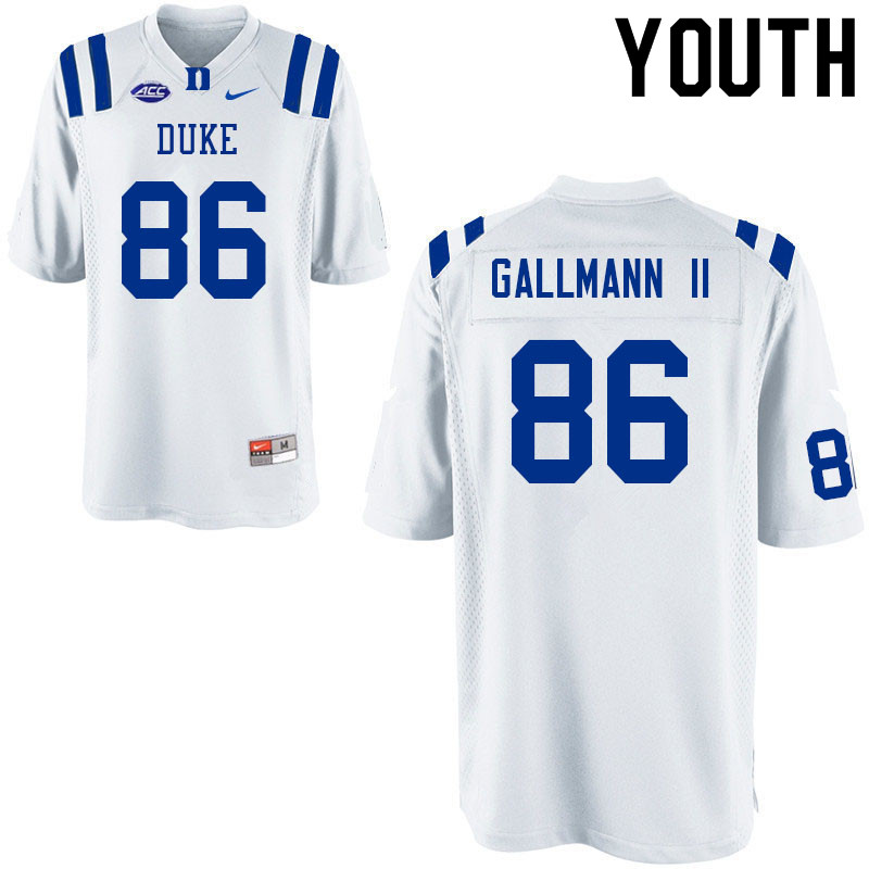 Youth #86 Eric Gallmann II Duke Blue Devils College Football Jerseys Sale-White - Click Image to Close